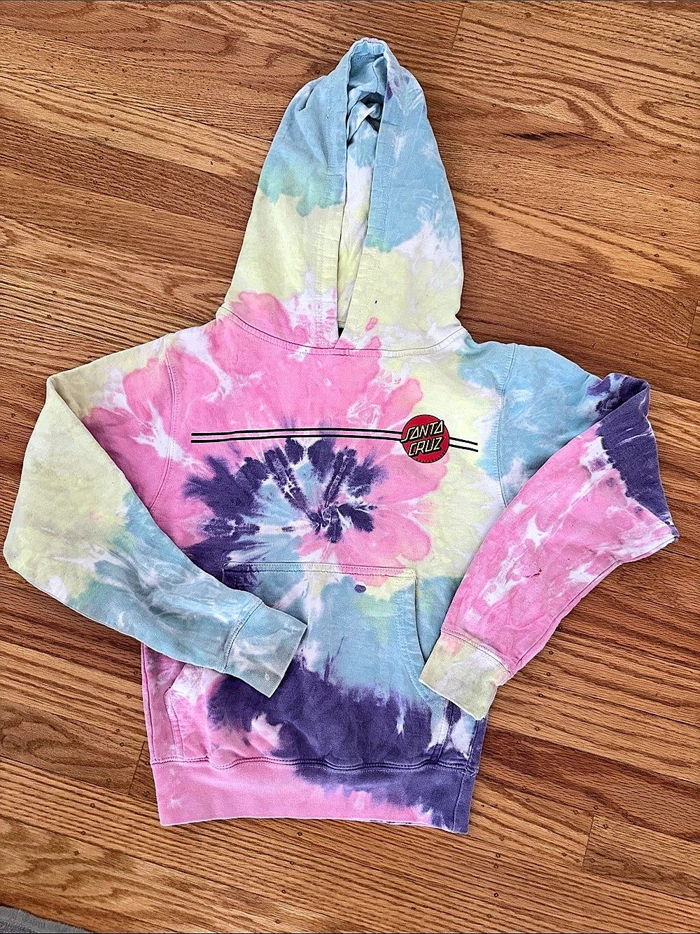 Santa Cruz Tie-Dye Pullover Hoodie in Pink & Blue